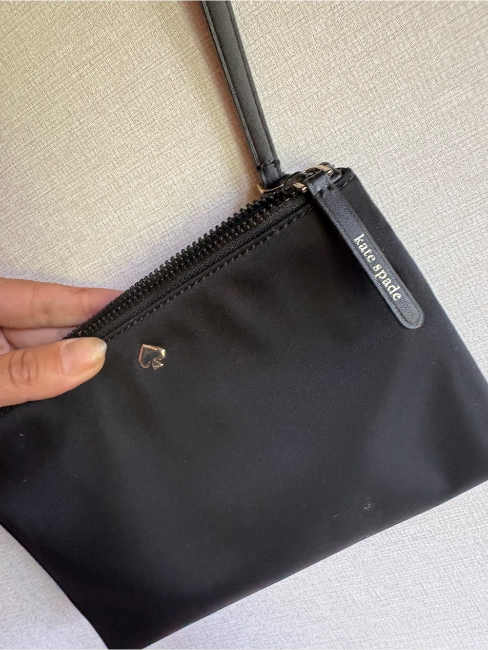 kate spade Black Nylon Wristlet Pouch with Logo Tab - Picture 1 of 5